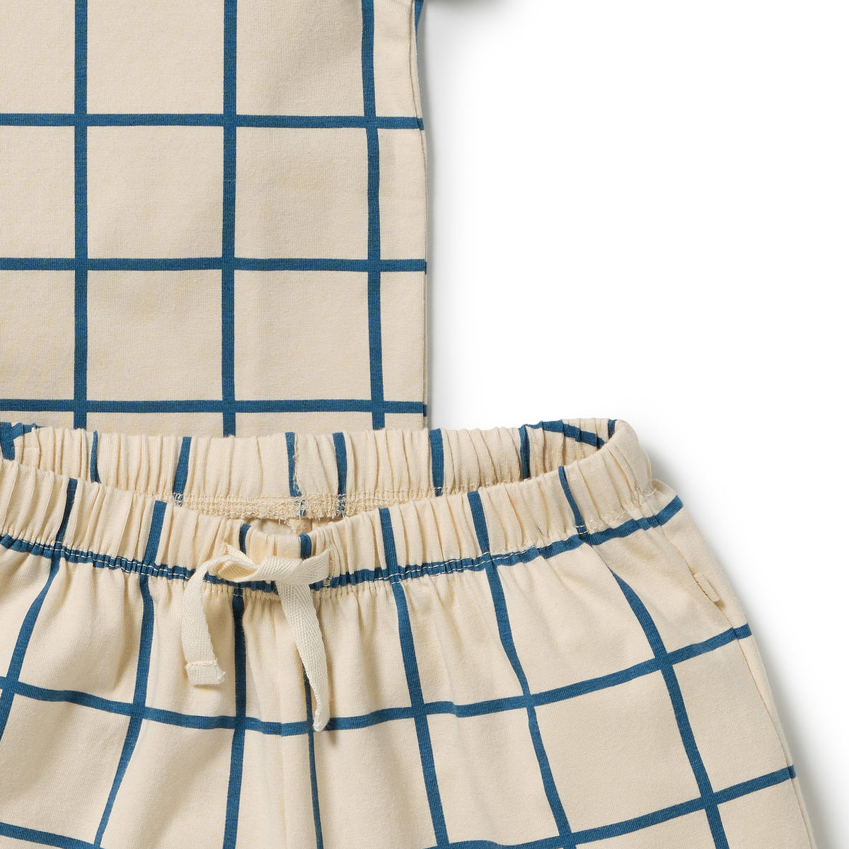 Bright Blue Check Organic Short Sleeved Pyjamas