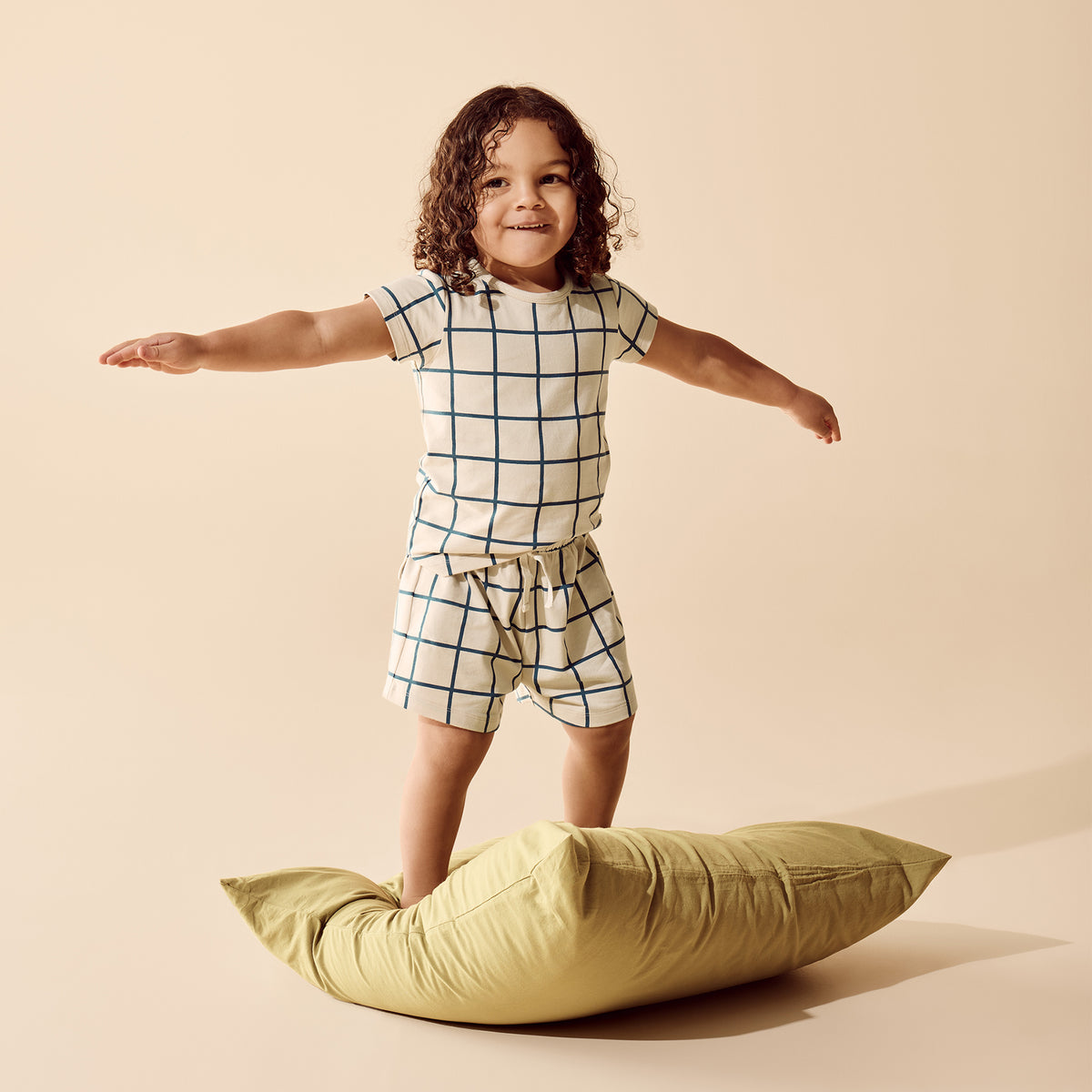 Bright Blue Check Organic Short Sleeved Pyjamas