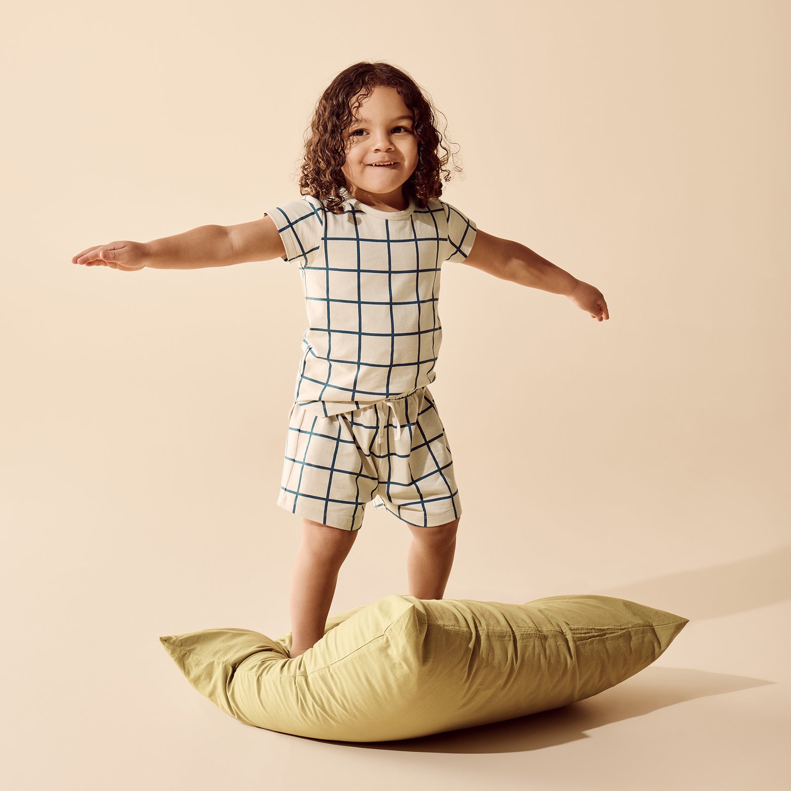 Bright Blue Check Organic Short Sleeved Pyjamas