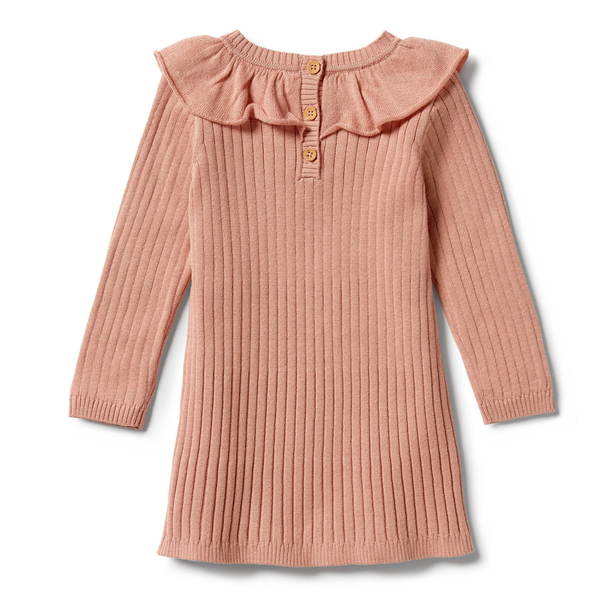 Knitted Rib Ruffle Dress - Dusk
