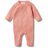 Knitted Cable Ruffle Growsuit - Flamingo Fleck