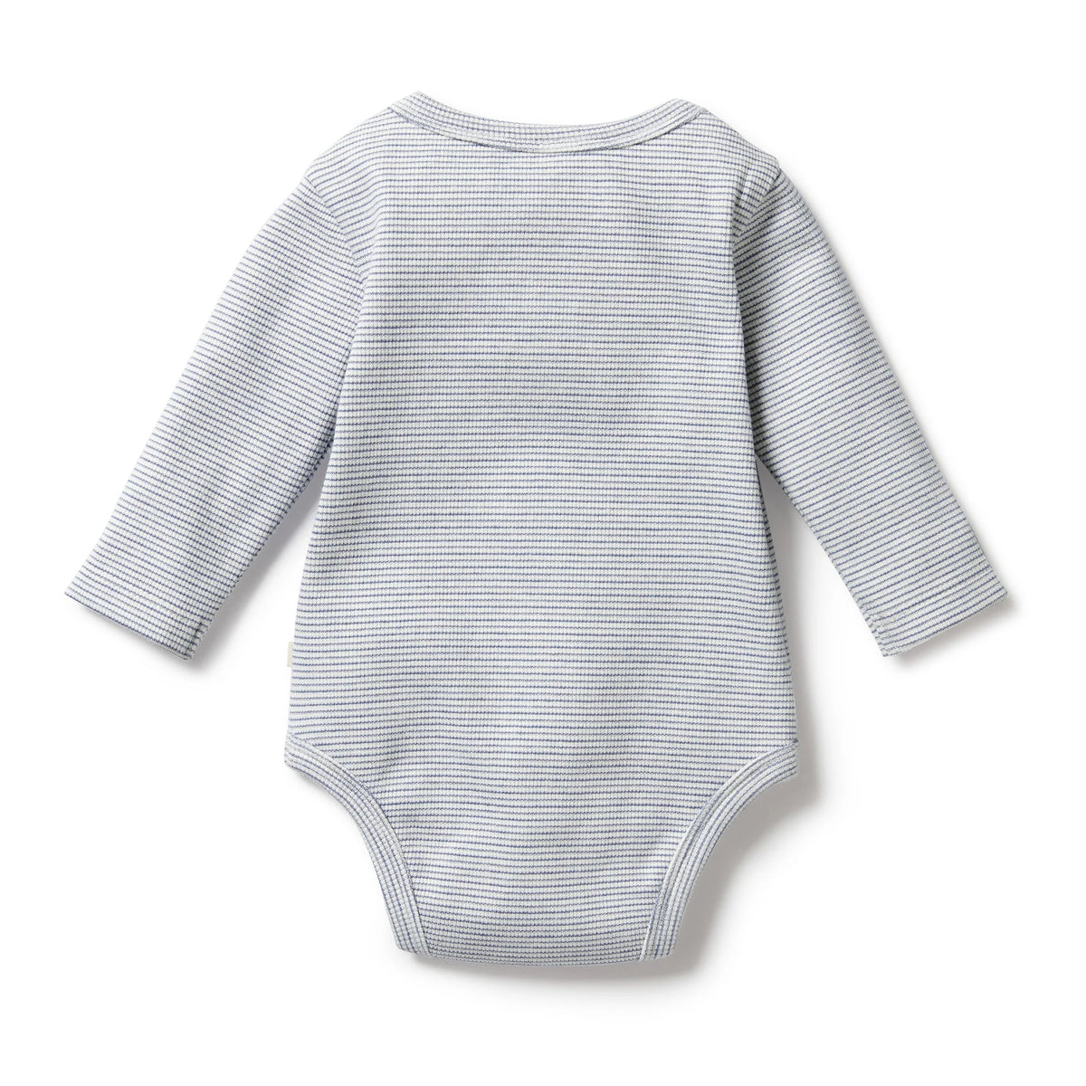 Organic Stripe Rib Long Sleeved Bodysuit - Rain Drop