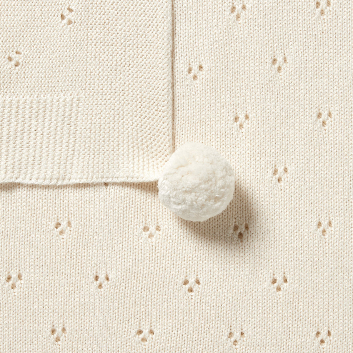 Ecru Knitted Pointelle Blanket