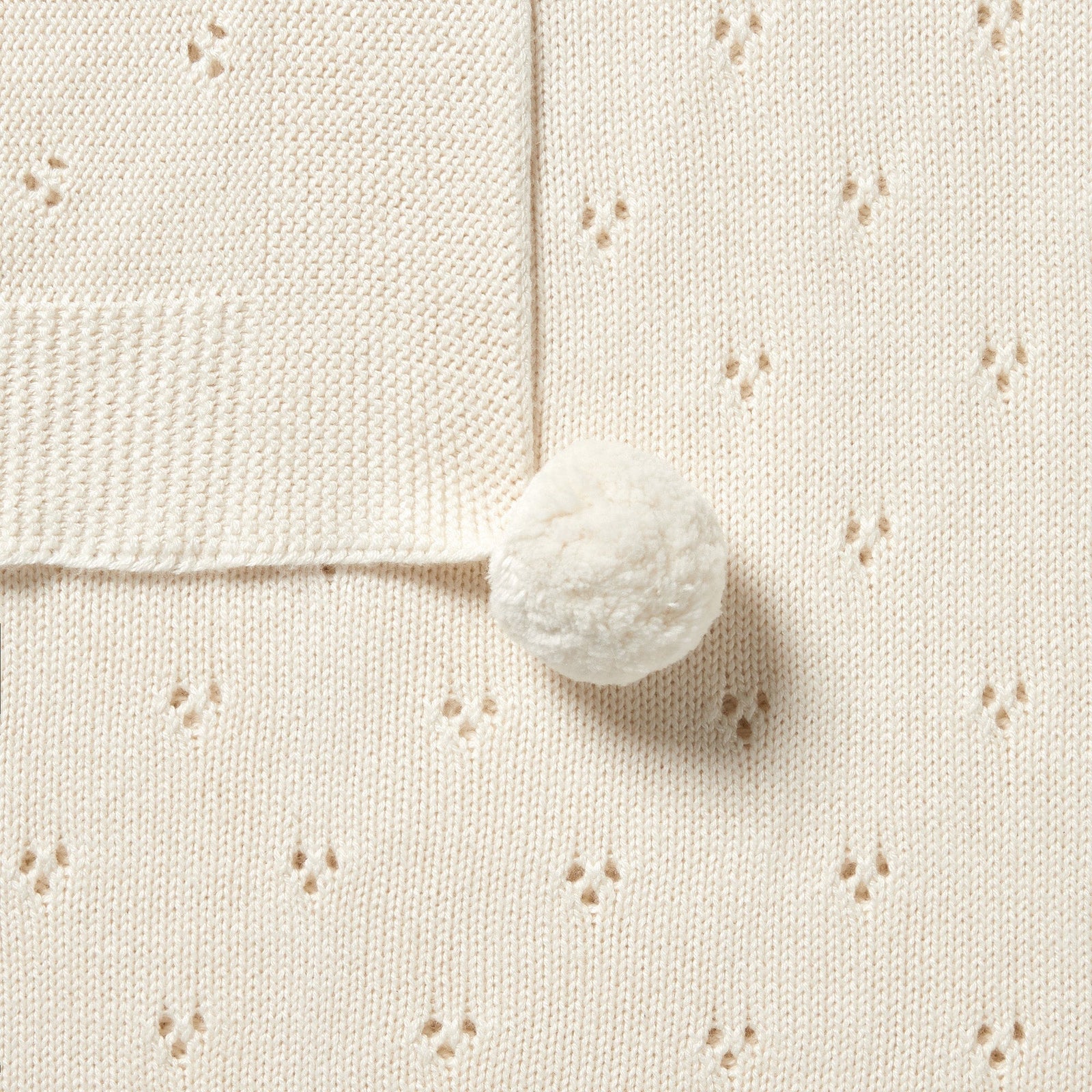 Ecru Knitted Pointelle Blanket