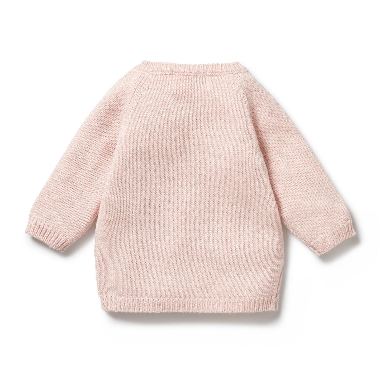 Pink Knitted Pointelle Kimono Cardigan