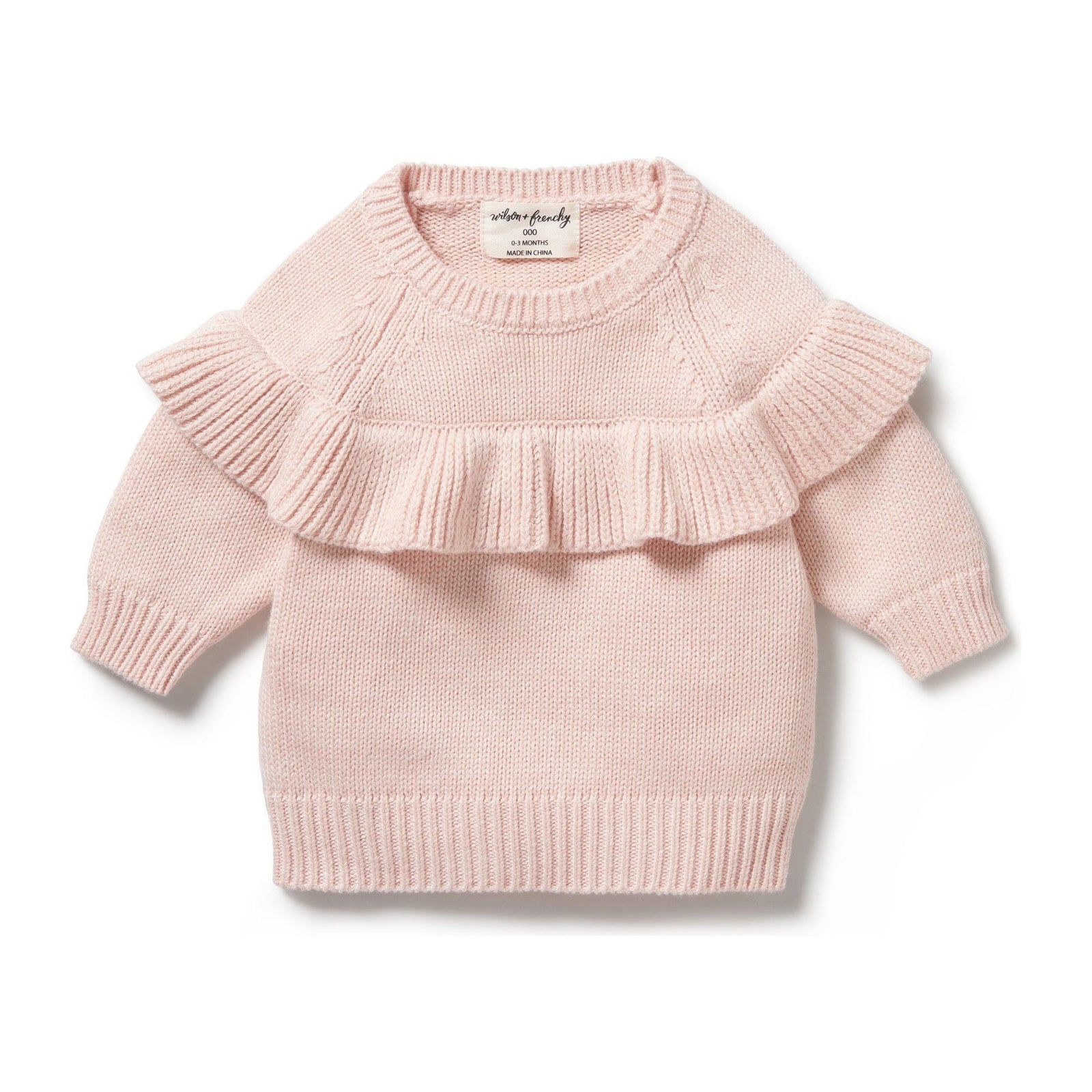 Pink Knitted Ruffle Jumper