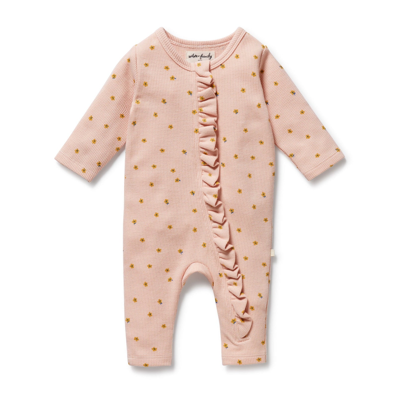 Little Fleur Organic Waffle Ruffle Zipsuit
