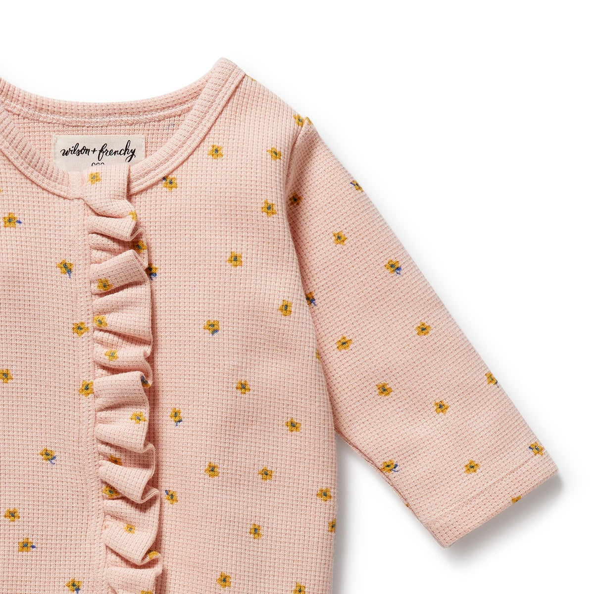 Little Fleur Organic Waffle Ruffle Zipsuit