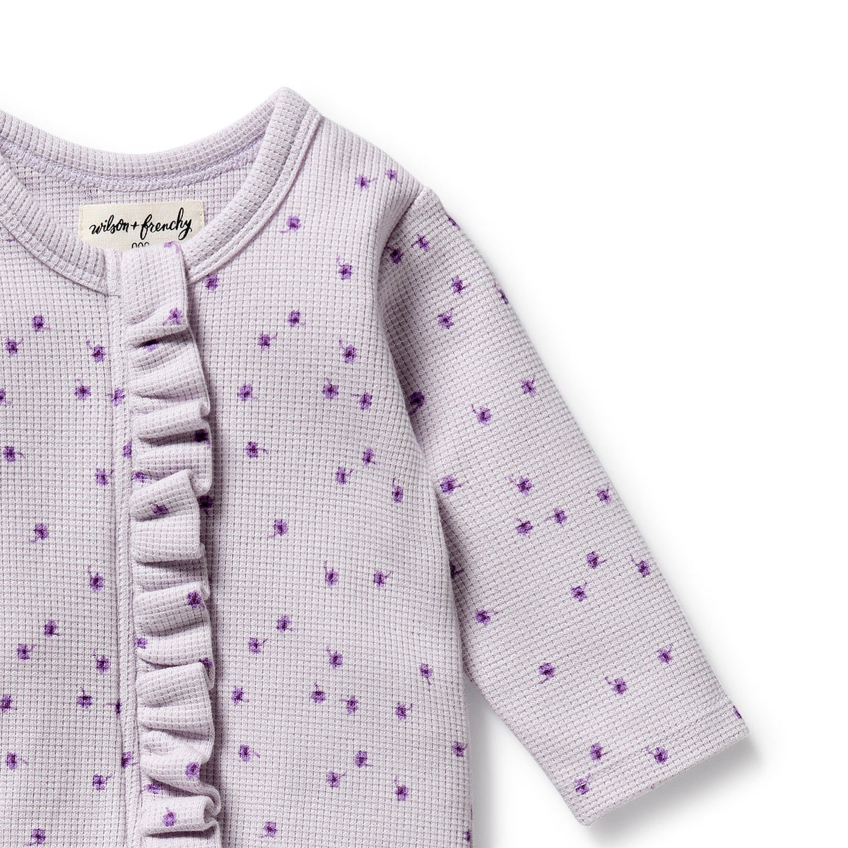 Lulu Daisy Organic Waffle Ruffle Zipsuit