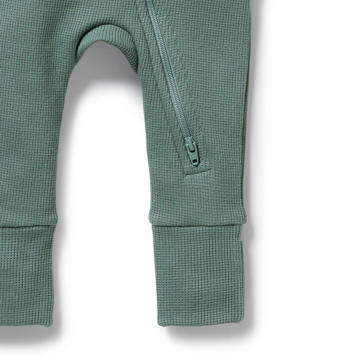Pine Green Organic Waffle Zipsuit