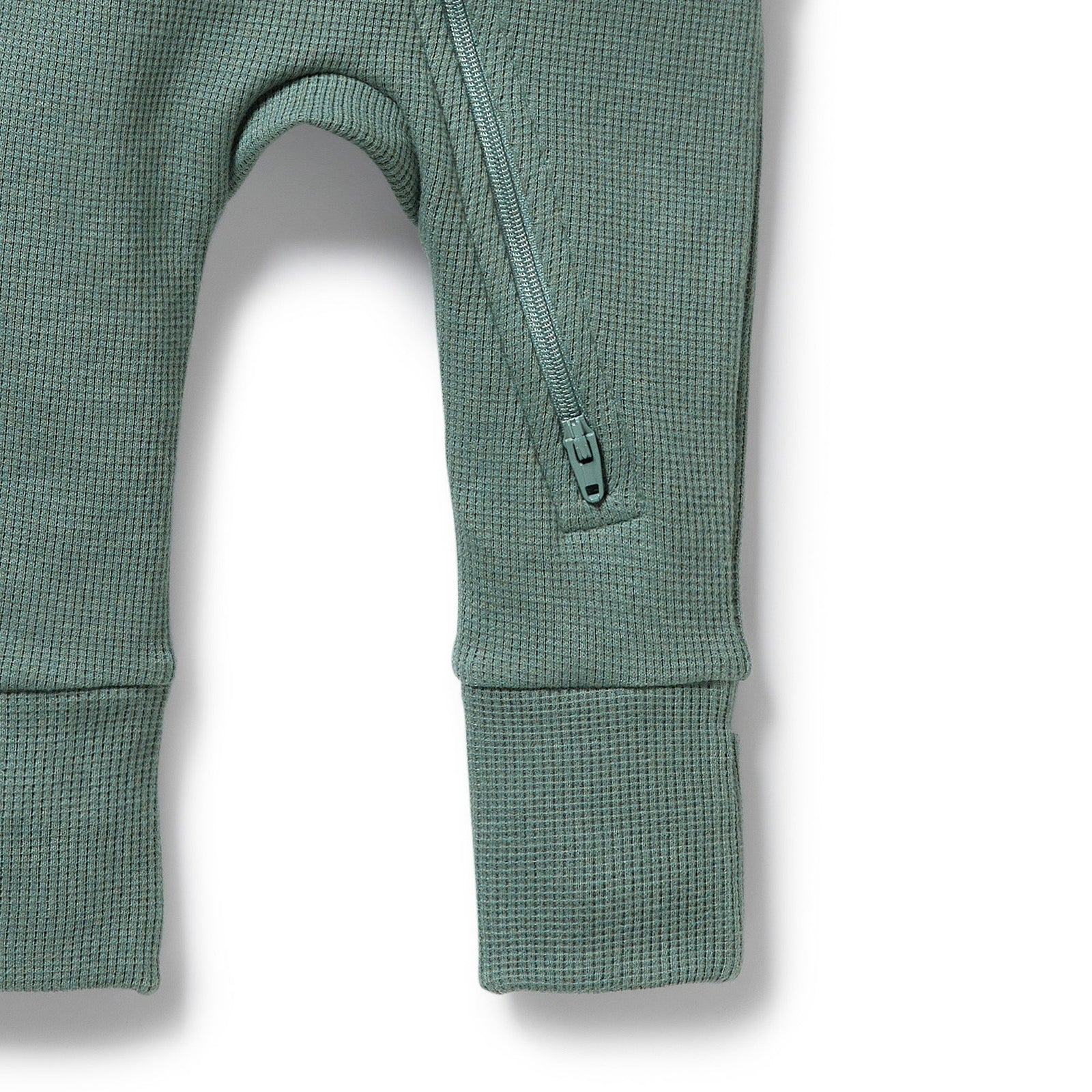 Pine Green Organic Waffle Zipsuit