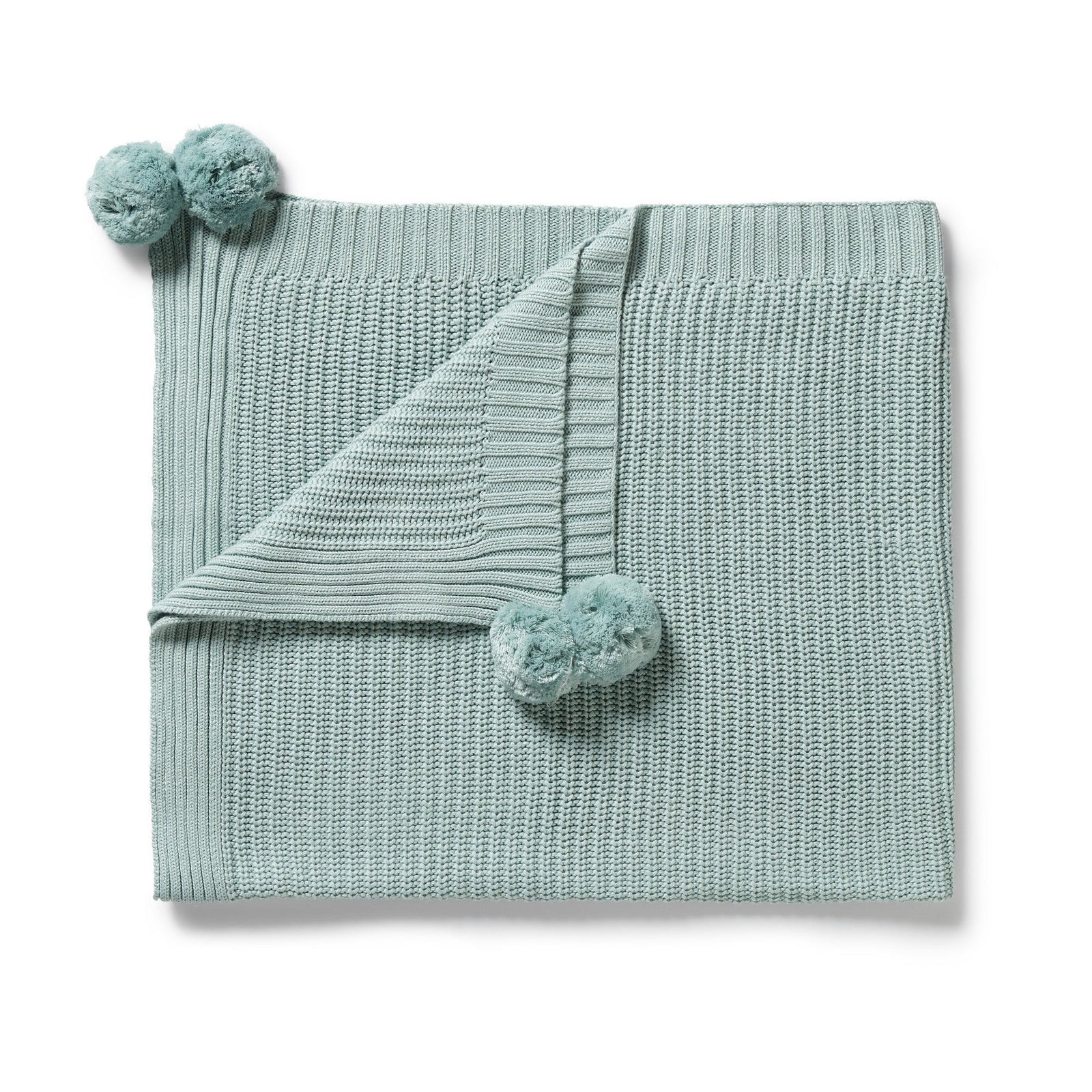 Duck Egg Organic Knitted Blanket