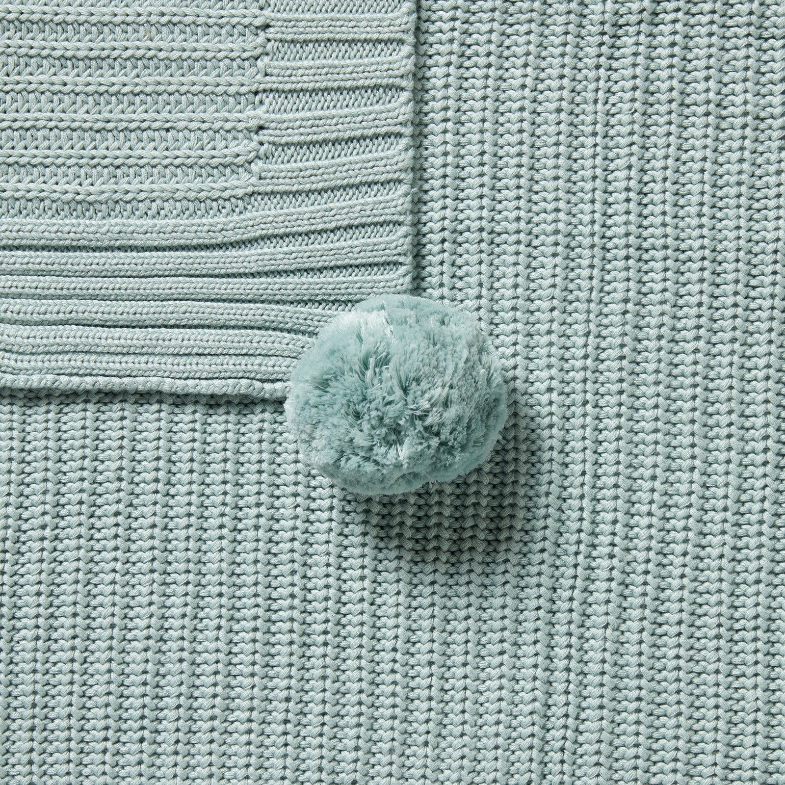 Duck Egg Organic Knitted Blanket