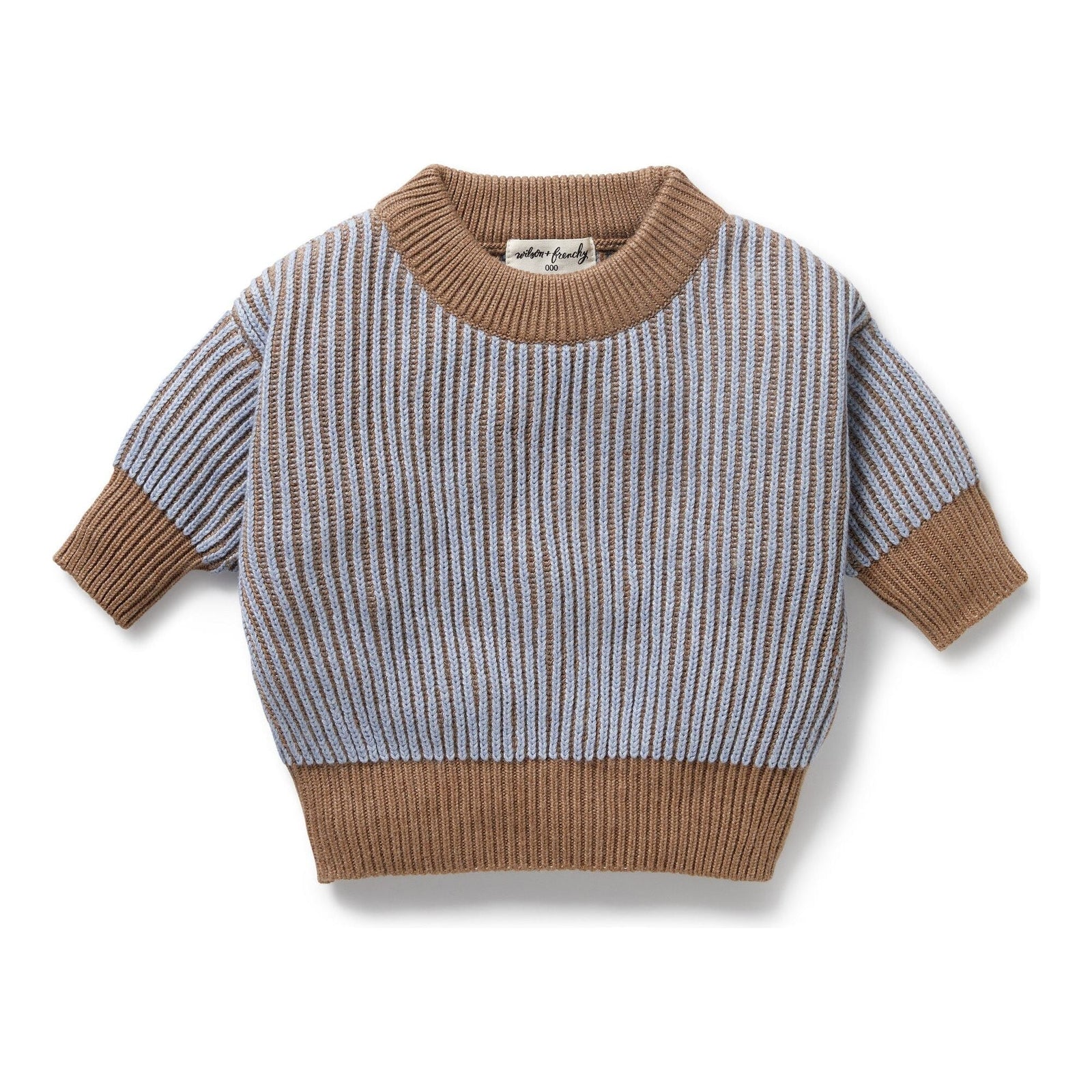 Coco Blue Speckle Organic Knitted Ribbed Jumper
