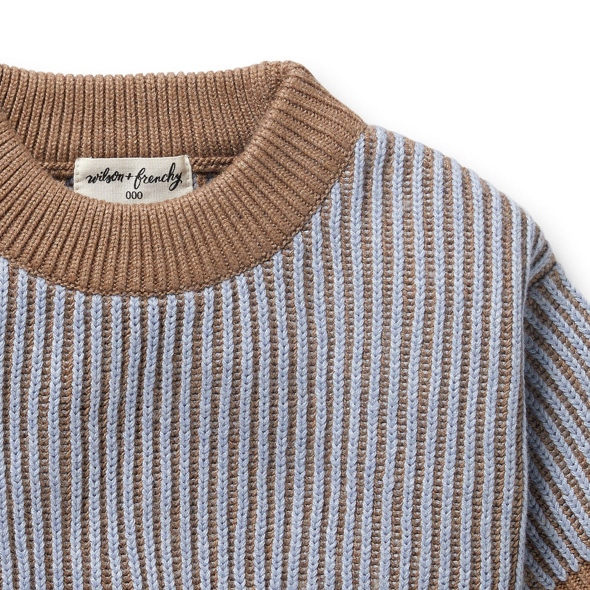 Coco Blue Speckle Organic Knitted Ribbed Jumper