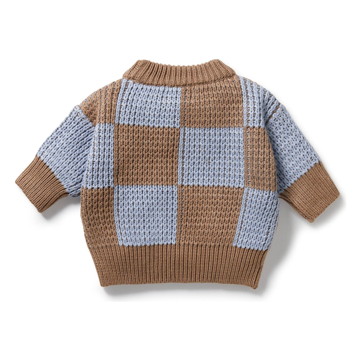 Coco Blue Speckle Organic Knitted Check Jumper