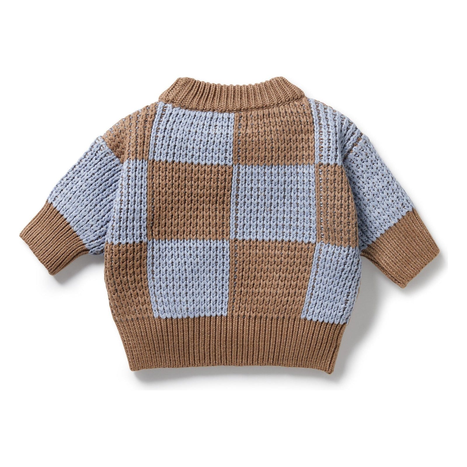 Coco Blue Speckle Organic Knitted Check Jumper