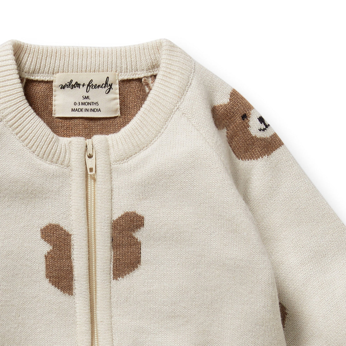 Beary Cute Organic Knitted Jacquard Growsuit