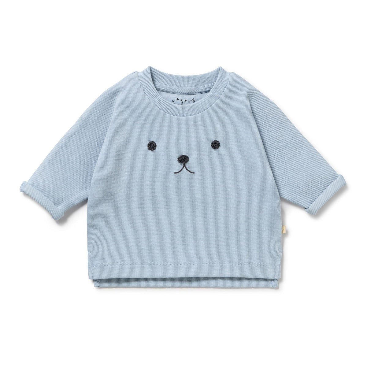 Storm Blue Organic Rib Long Sleeved Top