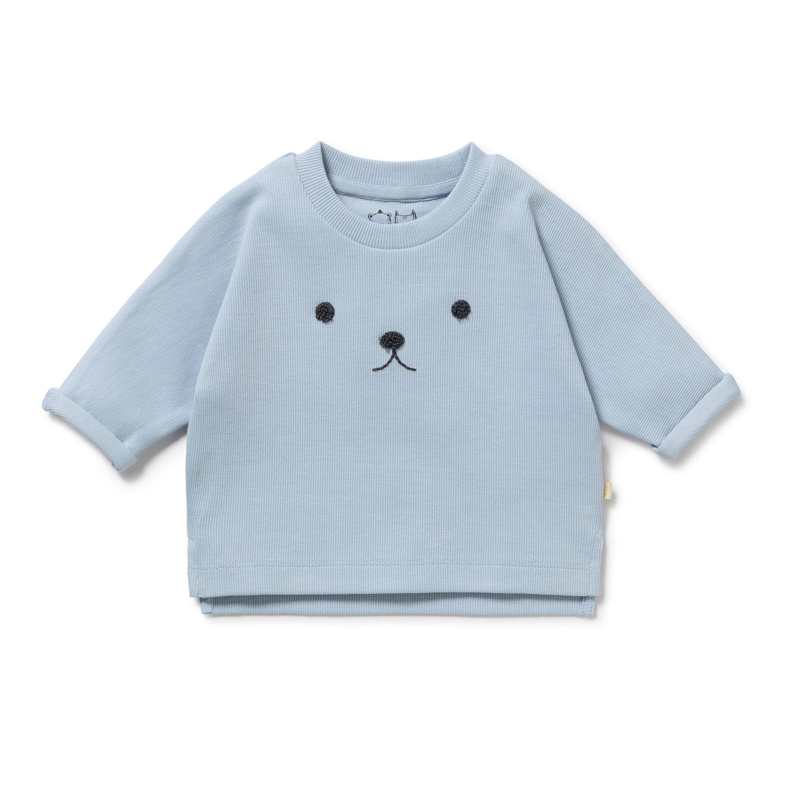 Storm Blue Organic Rib Long Sleeved Top