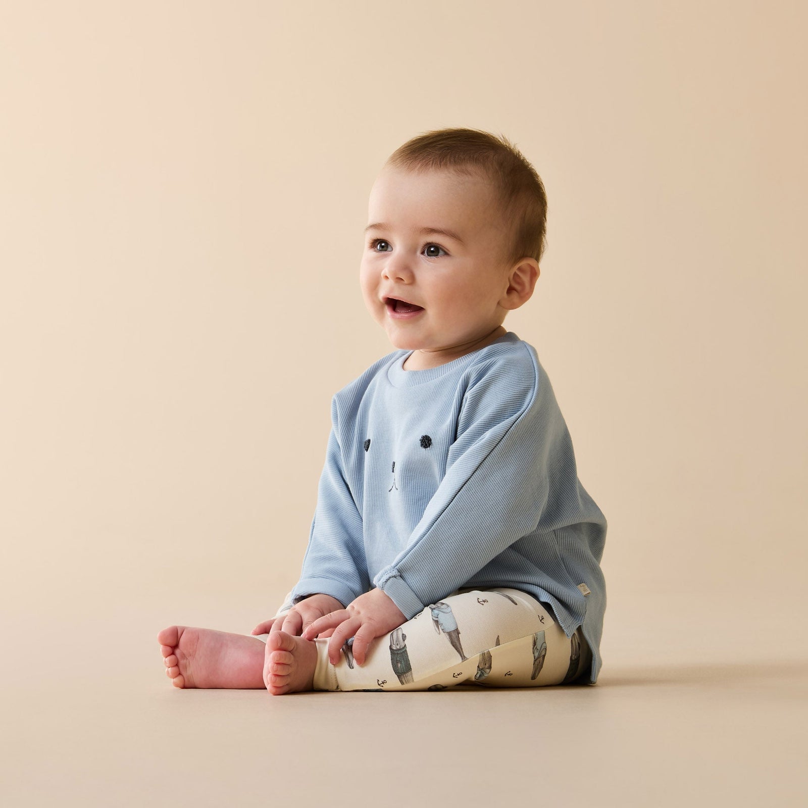 Storm Blue Organic Rib Long Sleeved Top