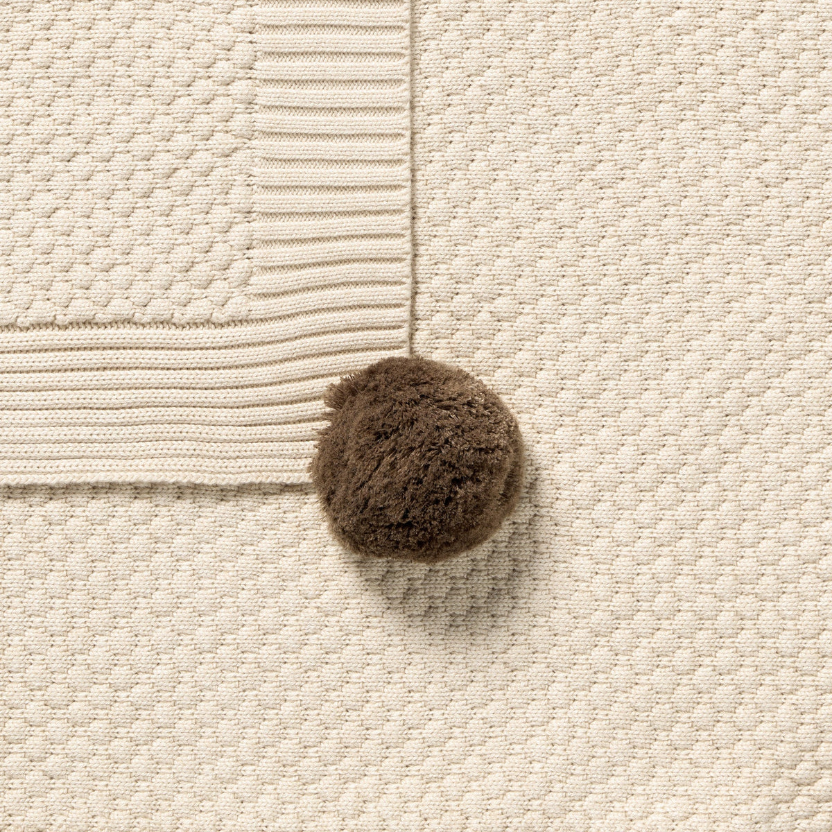 Cream Organic Knitted Bubble Blanket