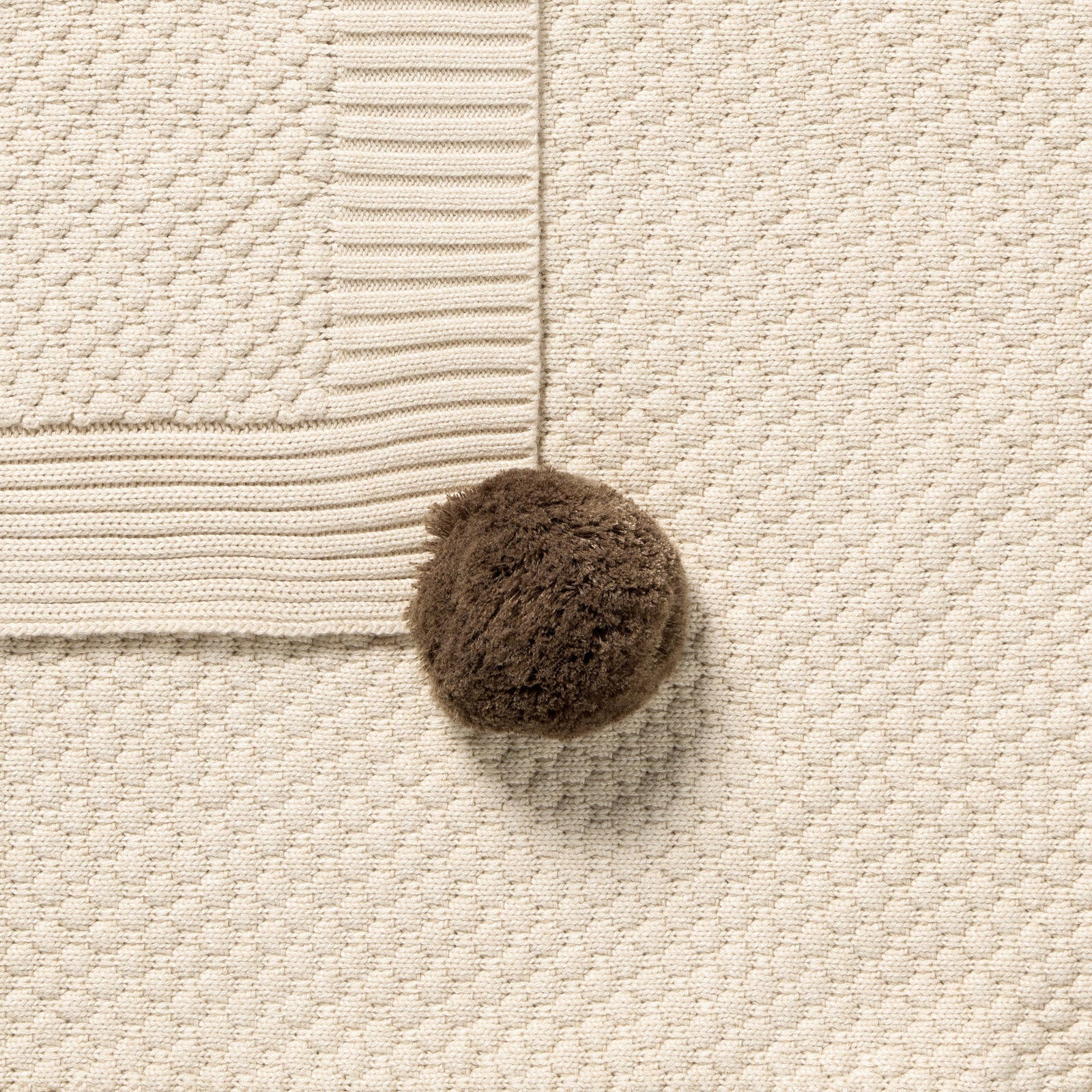Cream Organic Knitted Bubble Blanket