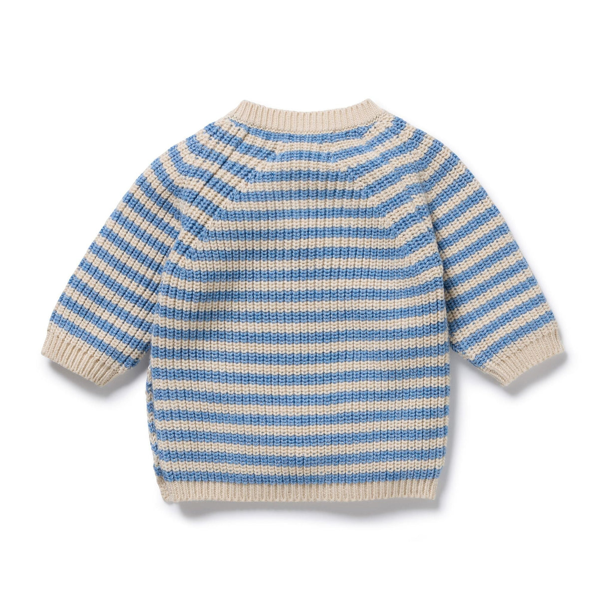 Frosted Blue Organic Knitted Stripe Kimono Cardigan