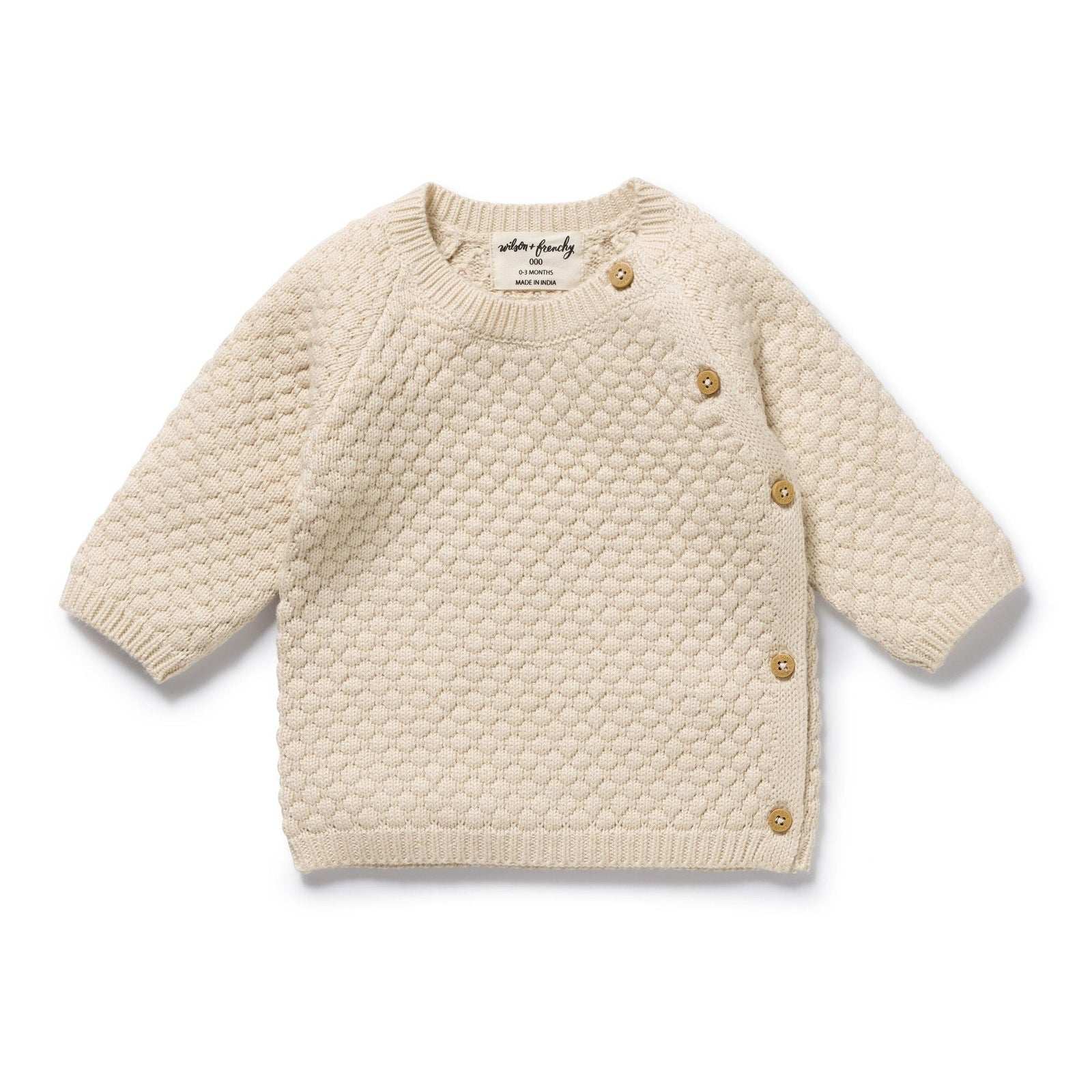 Cream Organic Knitted Bubble Kimono Cardigan