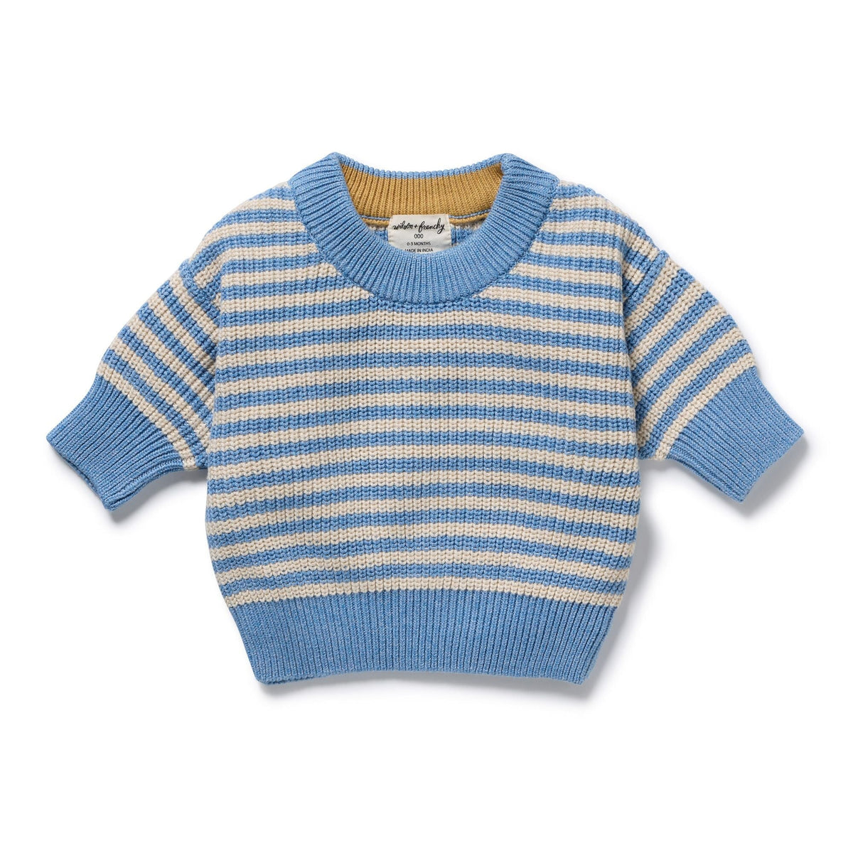 Frosted Blue Organic Knitted Stripe Jumper