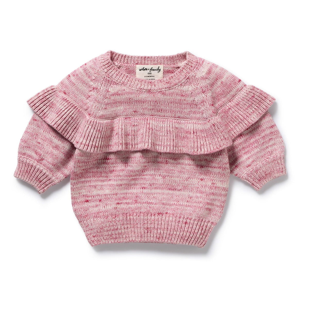 Rhubarb &amp; Cream Organic Knitted Ruffle Jumper