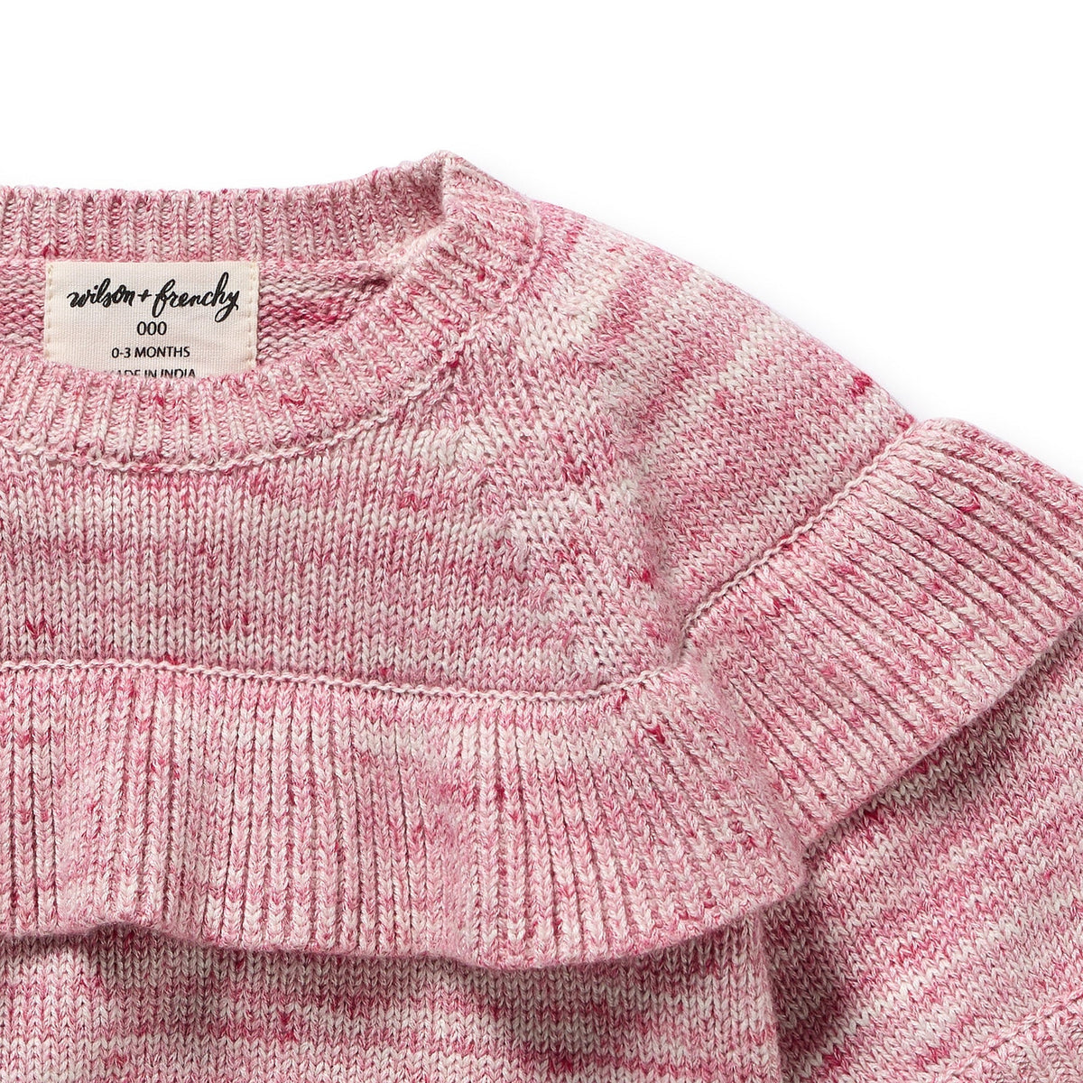 Rhubarb & Cream Organic Knitted Ruffle Jumper