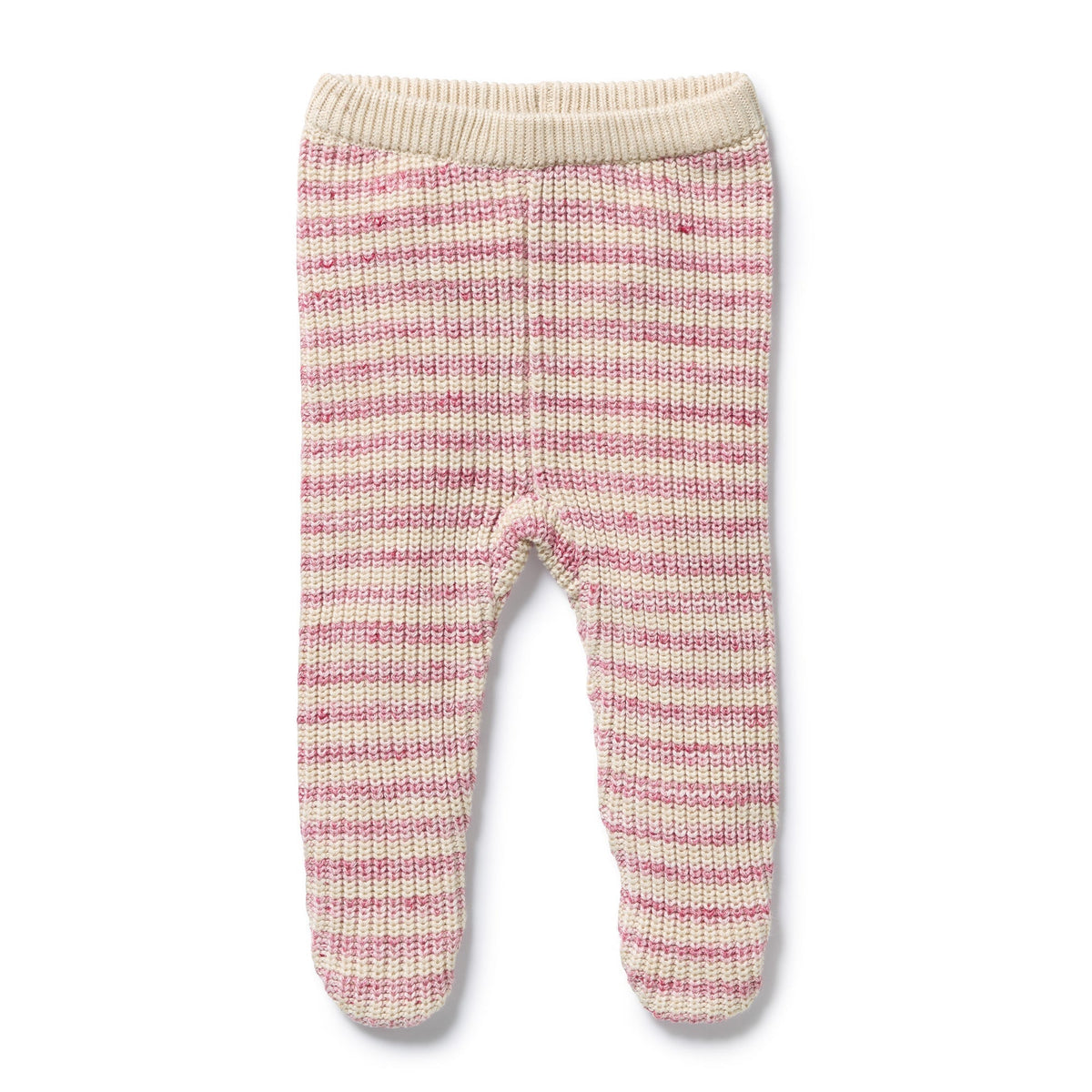 Rhubarb &amp; Cream Organic Knitted Stripe Legging with Feet