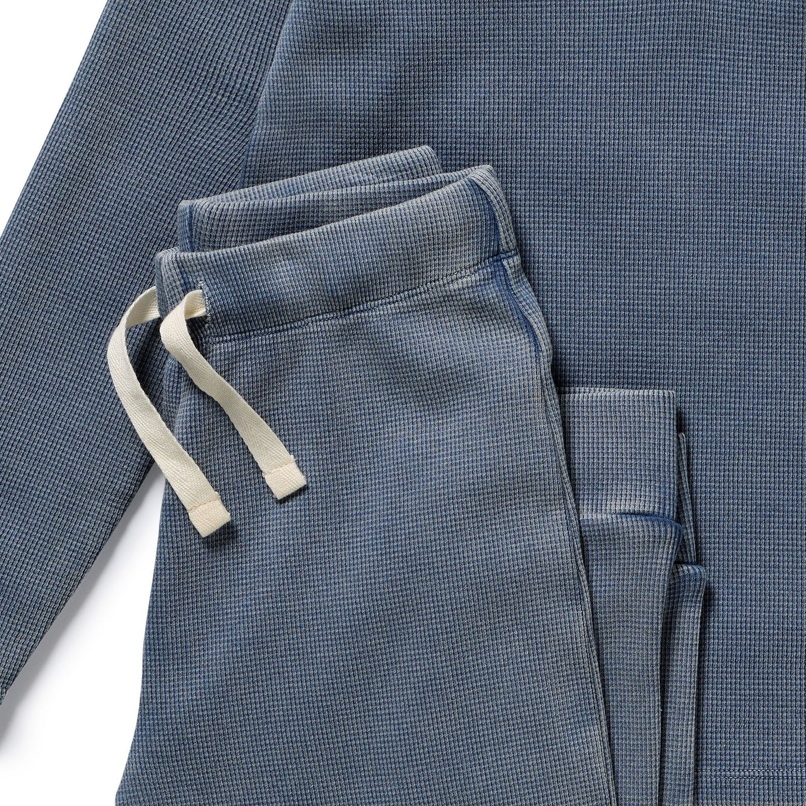 Twilight Blue Organic Waffle Henley Pyjamas