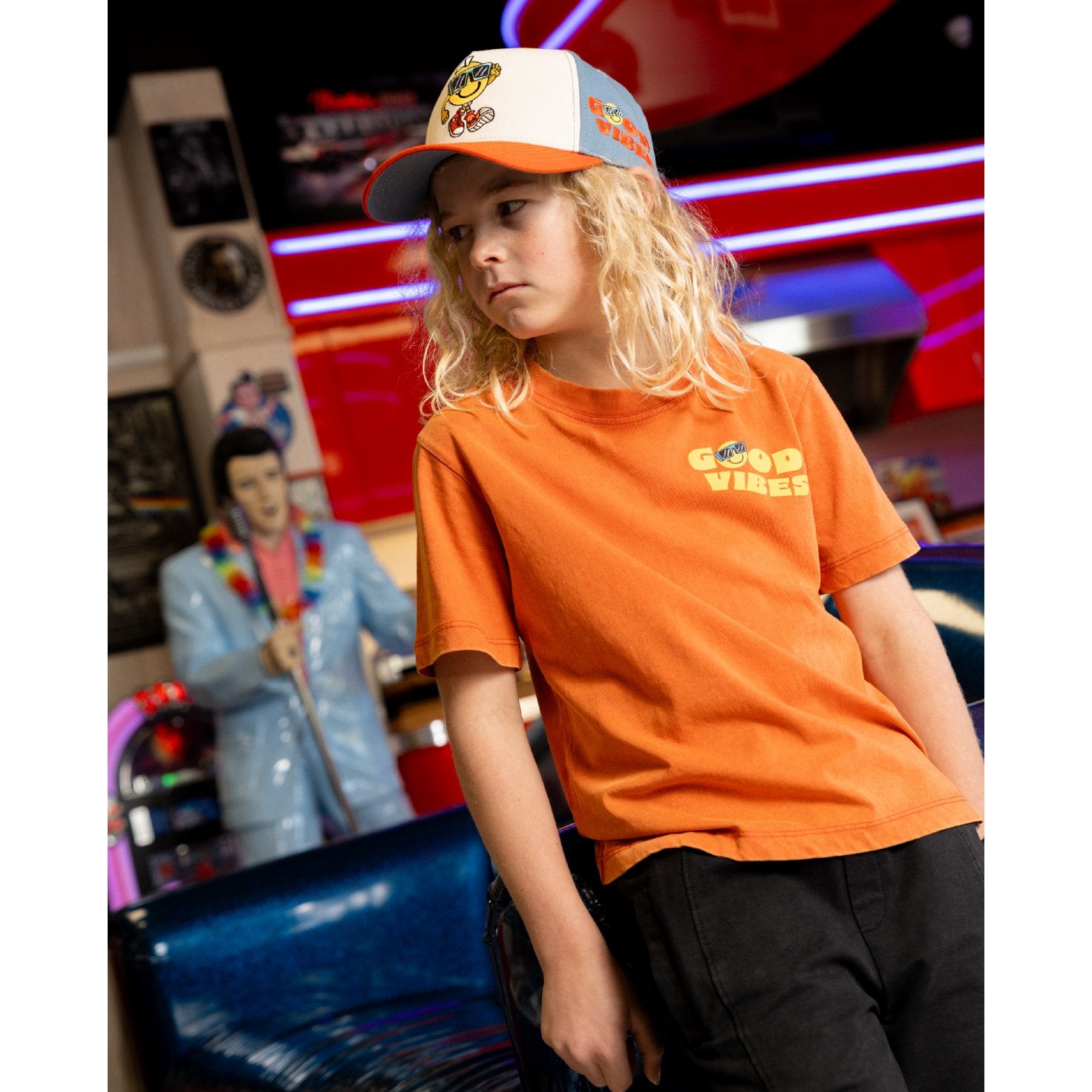 Washed Orange Good Vibes Guy Tee
