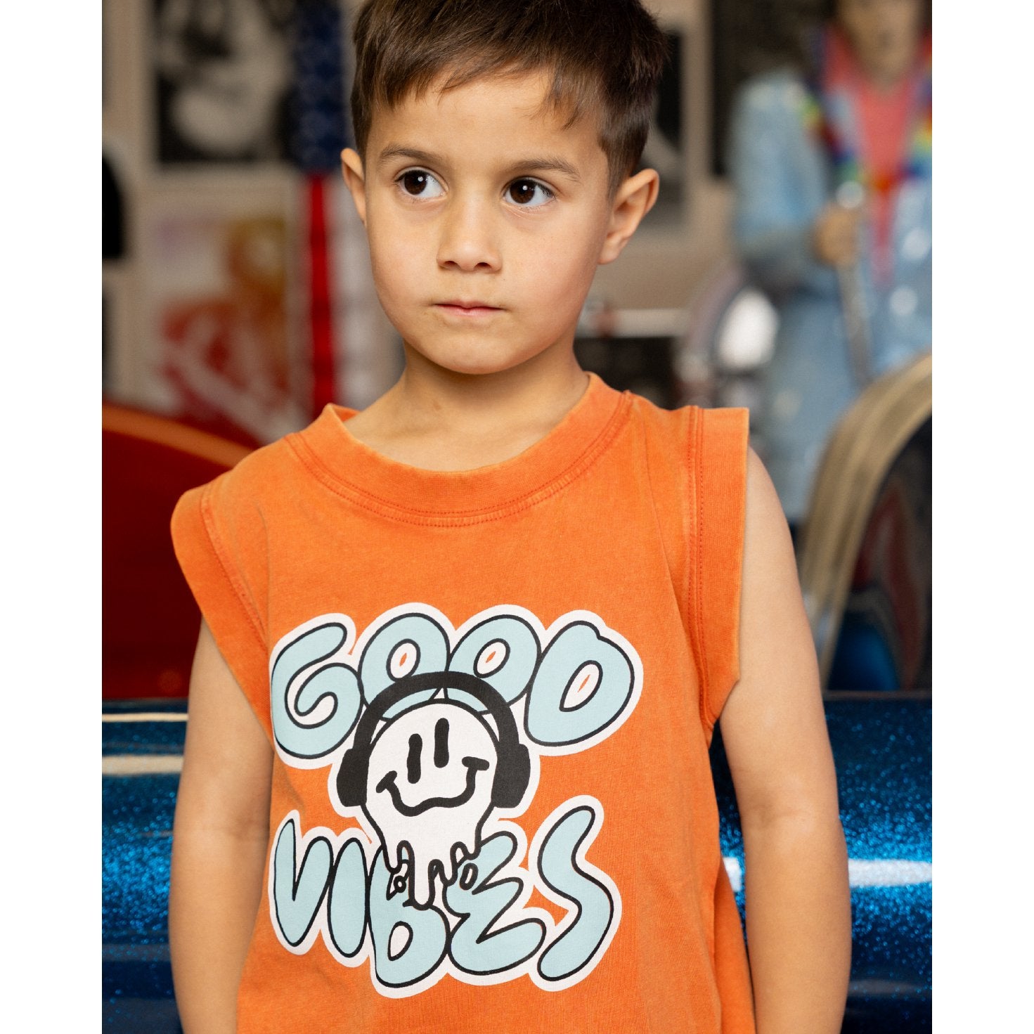 Washed Orange Good Vibes Tank