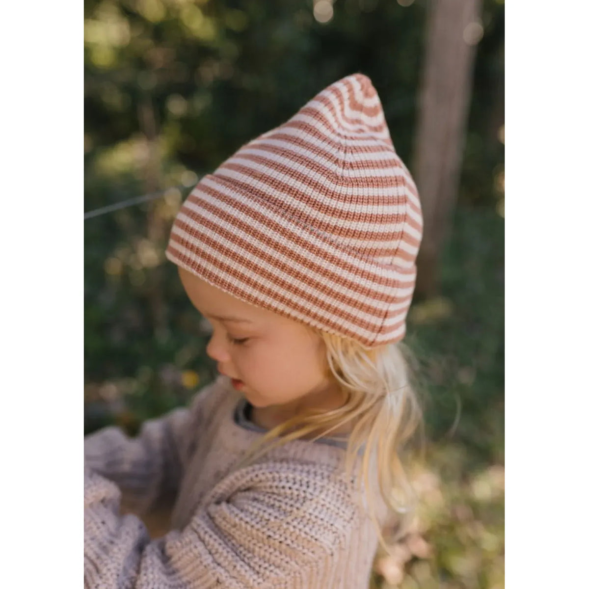 Berlin Merino Beanie Biscuit and Cream Stripe