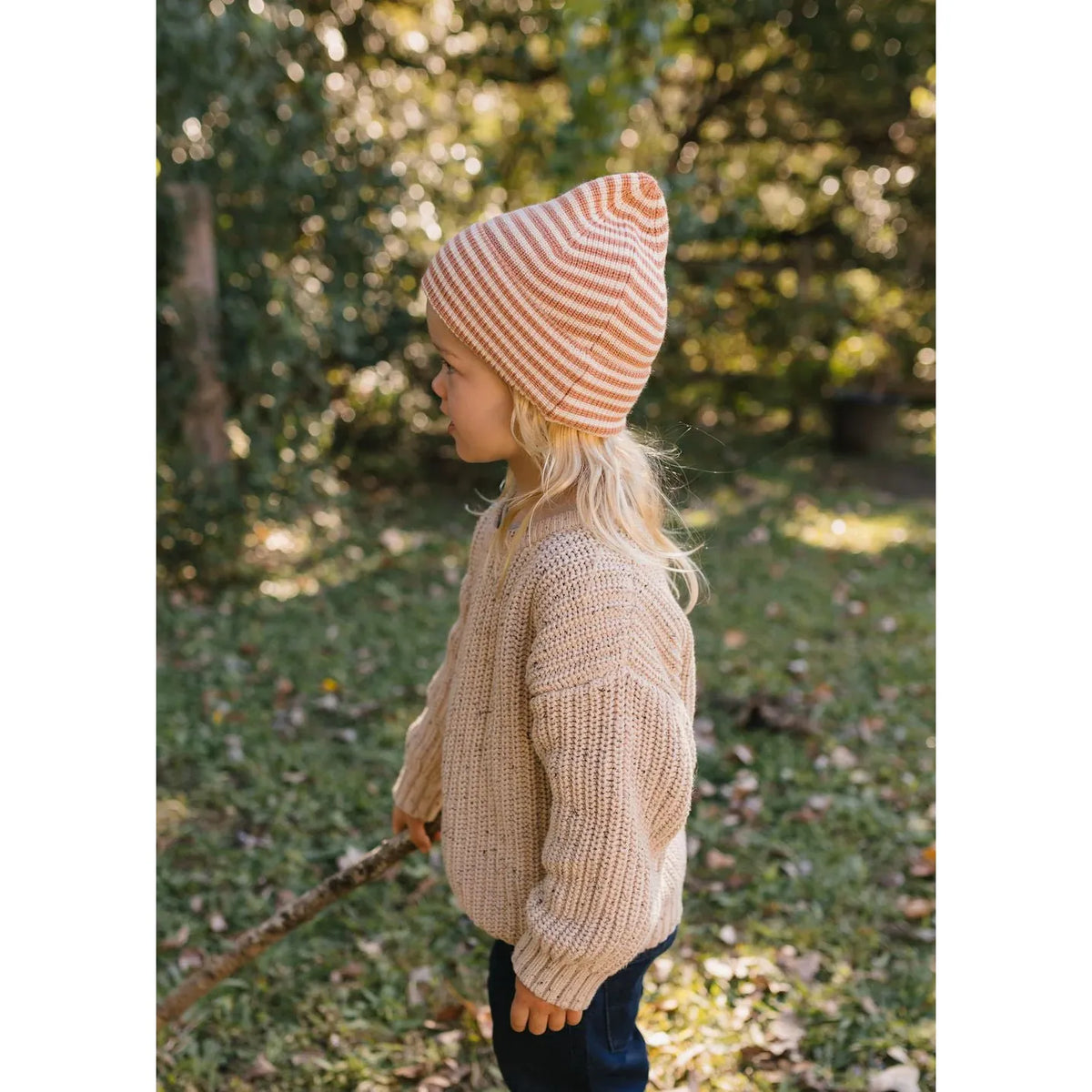 Berlin Merino Beanie Biscuit and Cream Stripe
