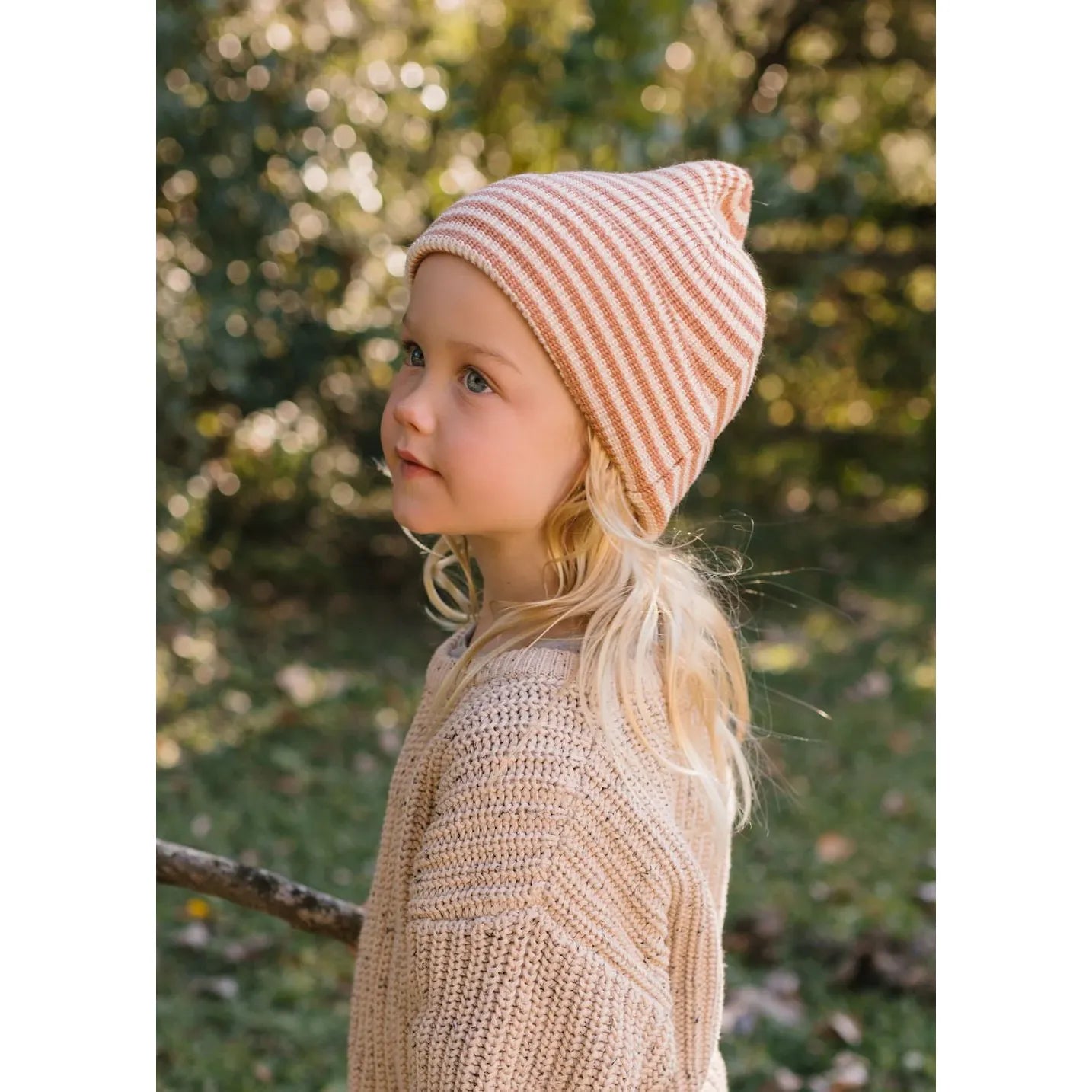 Berlin Merino Beanie Biscuit and Cream Stripe