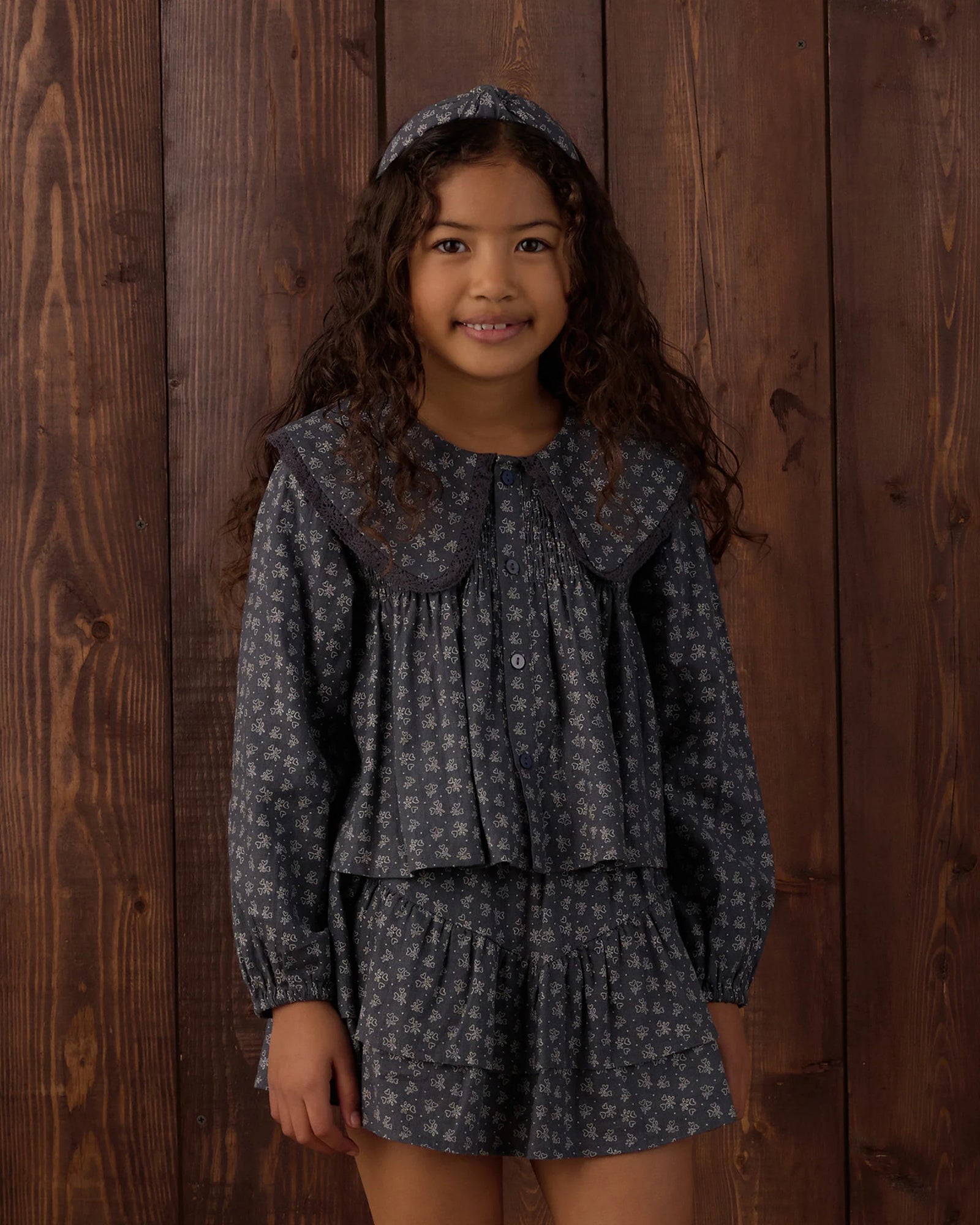 Tiered Mini Skirt Heart Ditsy