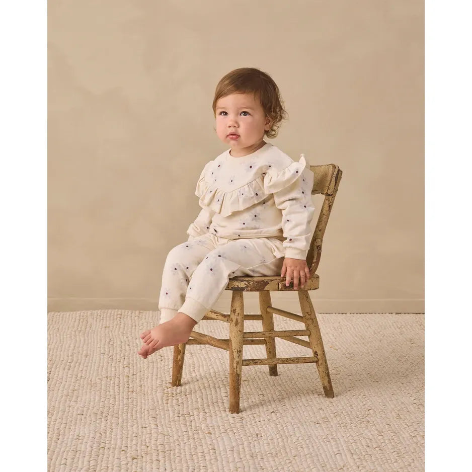Ruffle Fleece Sweatshirt Blue Daisy