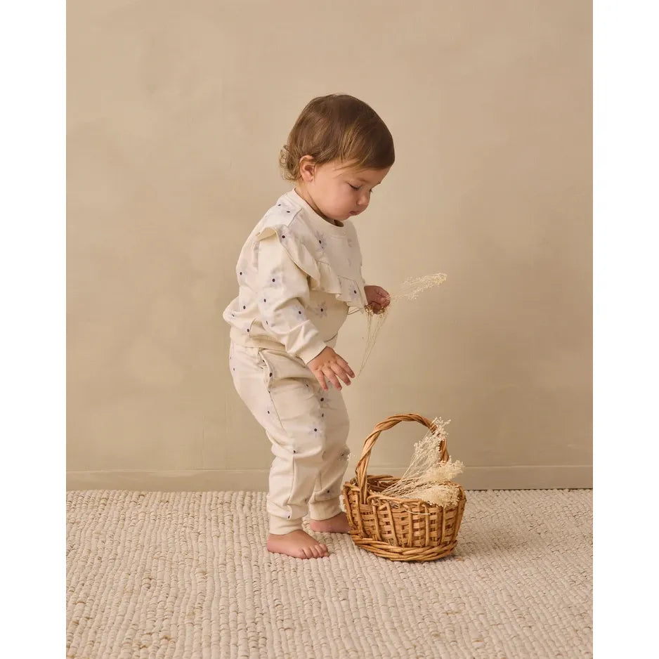 Ruffle Fleece Sweatshirt Blue Daisy