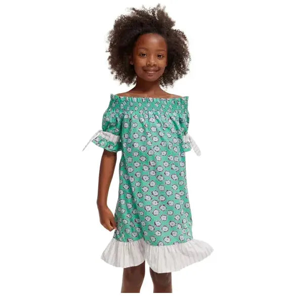 All-Over Printed Off-Shoulder Dress