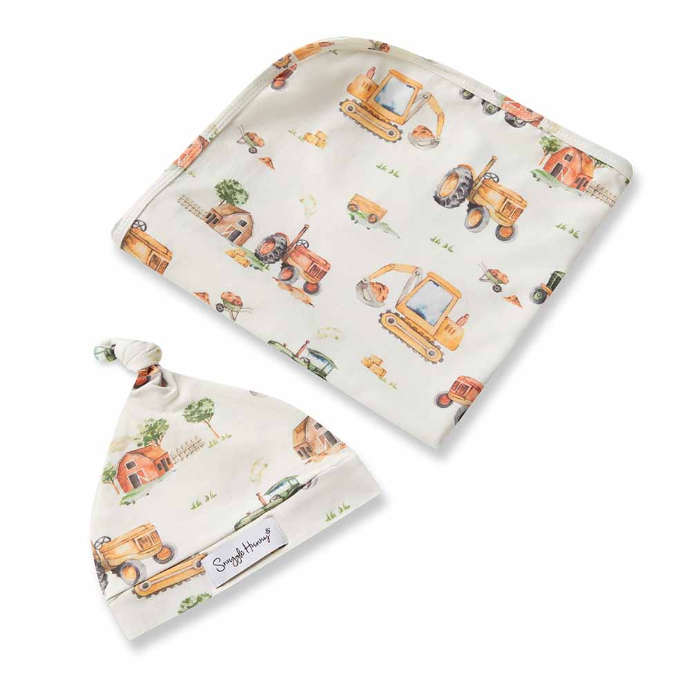 Diggers & Tractors Organic Muslin Wrap