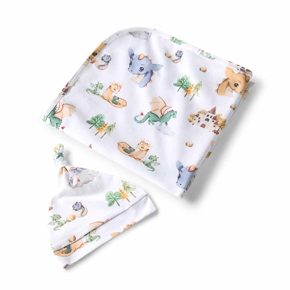 Dragon Organic Jersey Wrap &amp; Beanie Set
