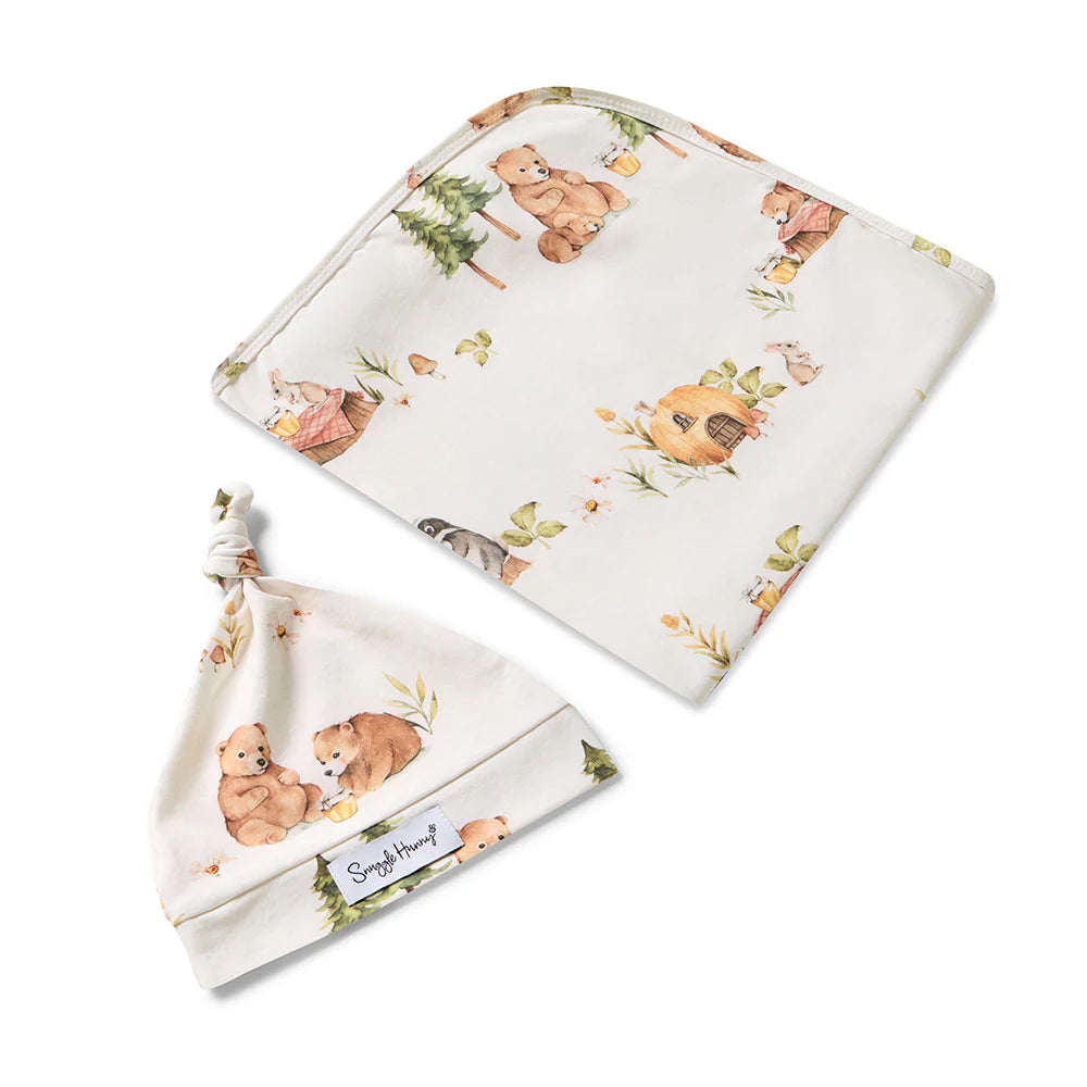 Bears Organic Jersey Wrap &amp; Beanie Set