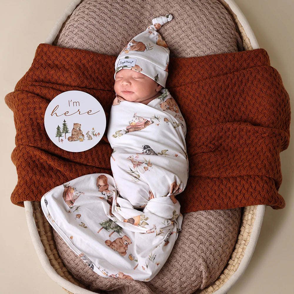 Bears Organic Jersey Wrap & Beanie Set