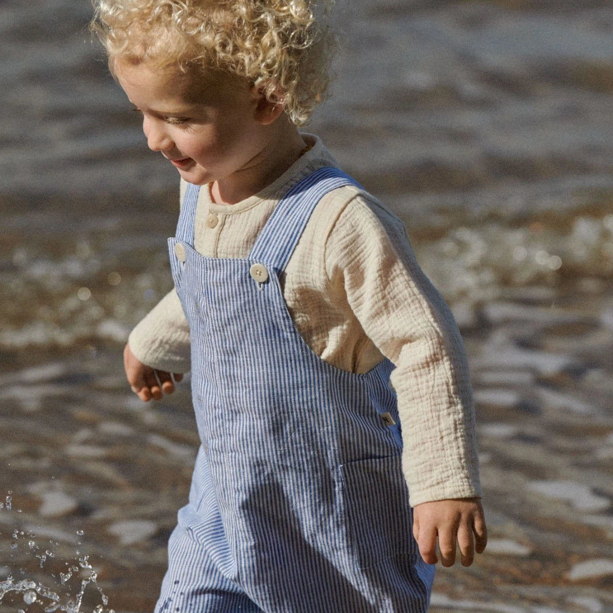 Tucker Shortie Overalls - Blue Stripe