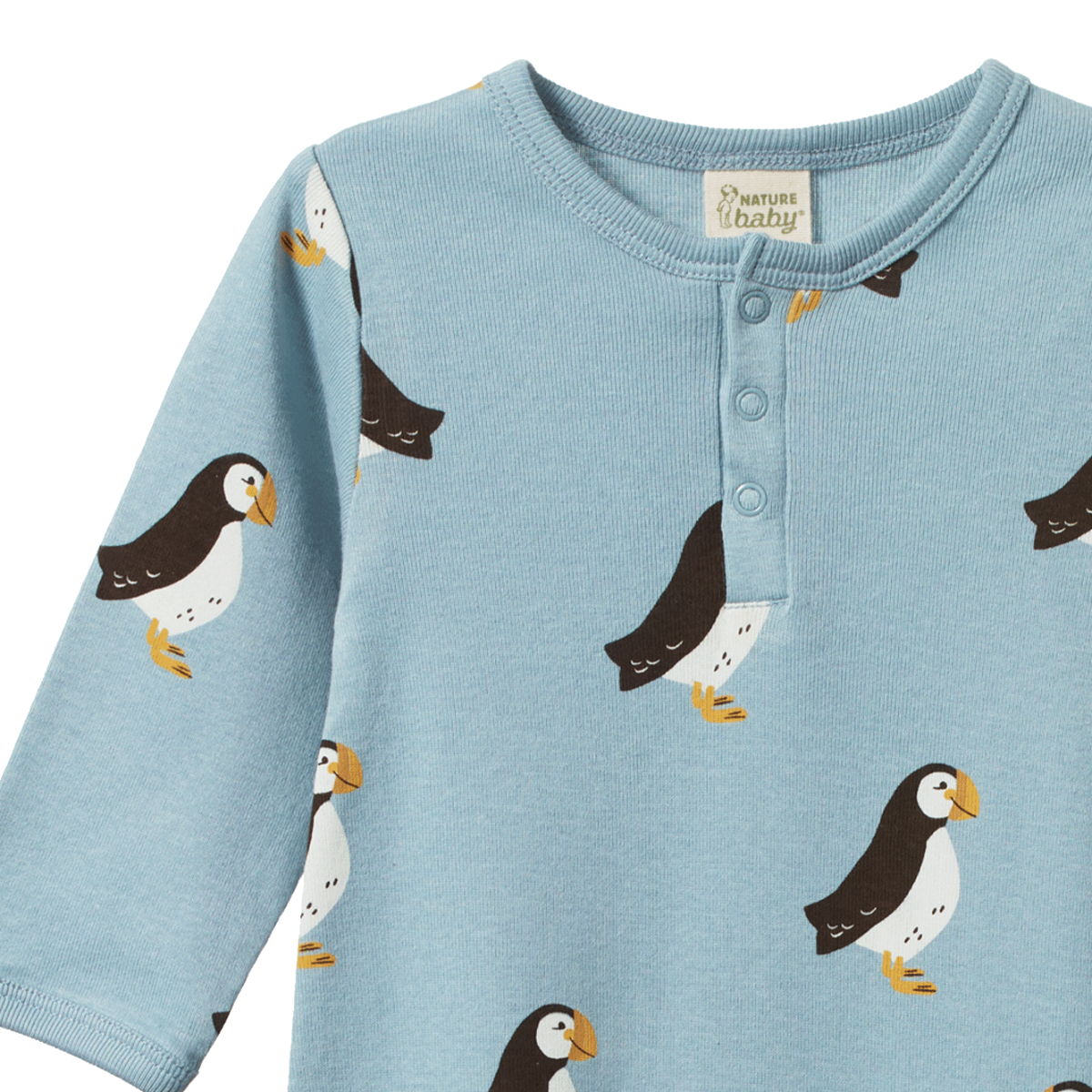 Henley Pyjama Suit - Puffin Print