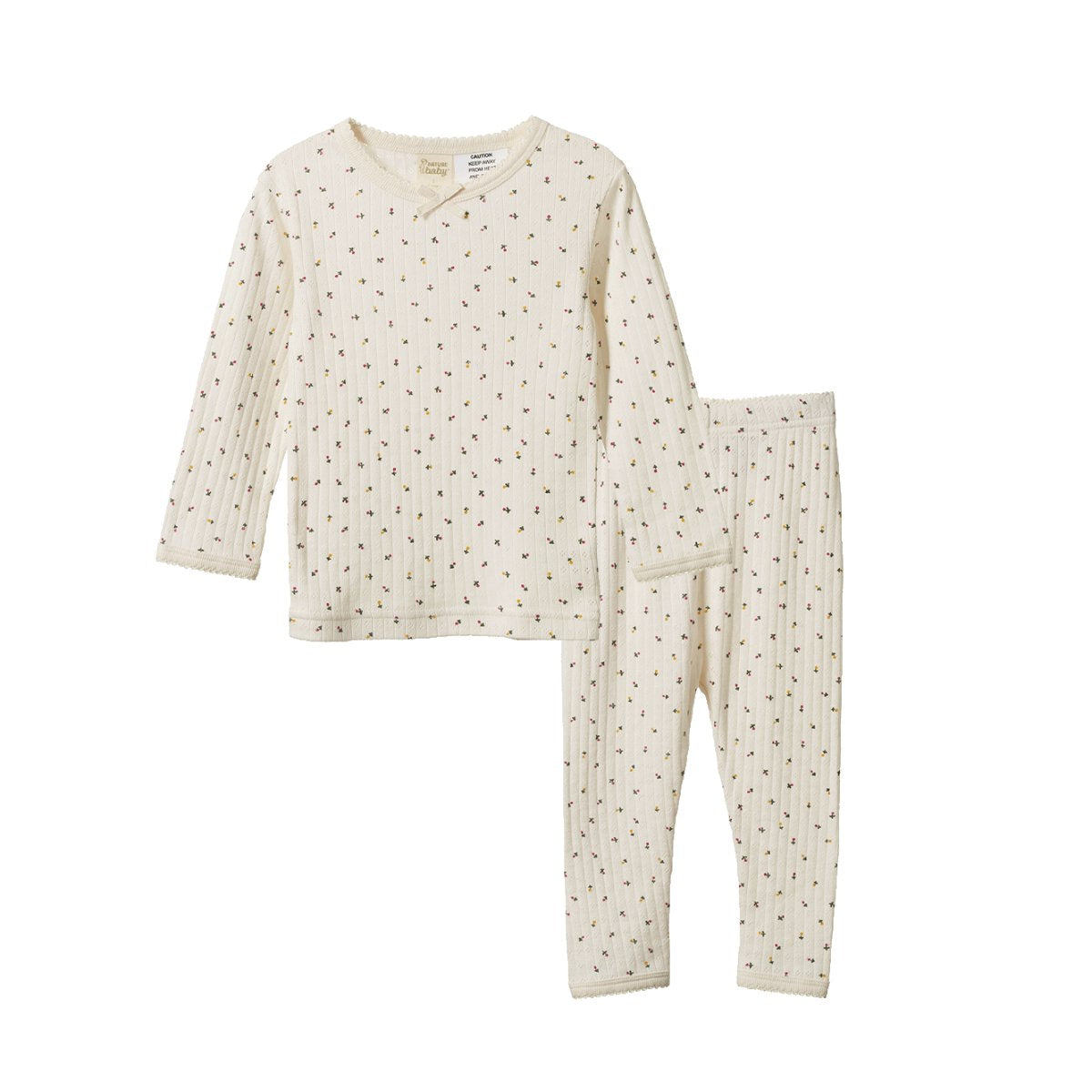 Long Sleeve Pjama Set Pointelle - Aster Floral Print